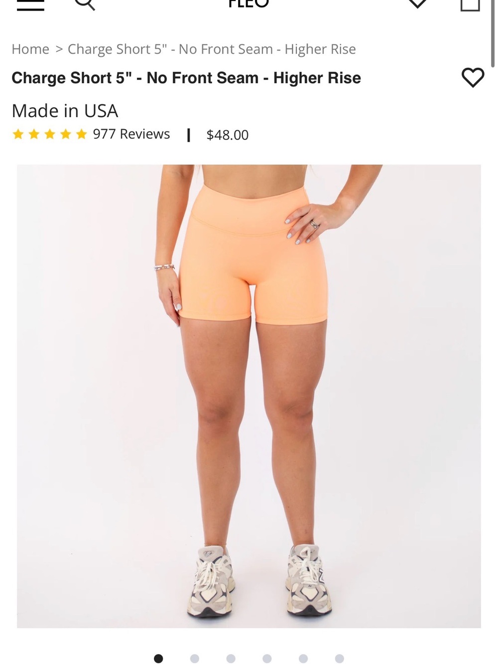 Fleo Charge Short 5" Higher Rise in Peach